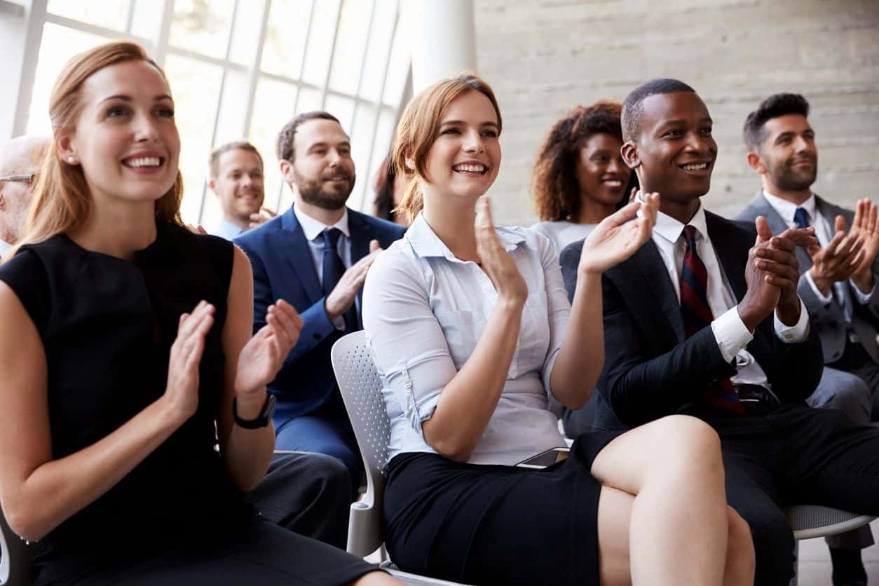 cheering reporters