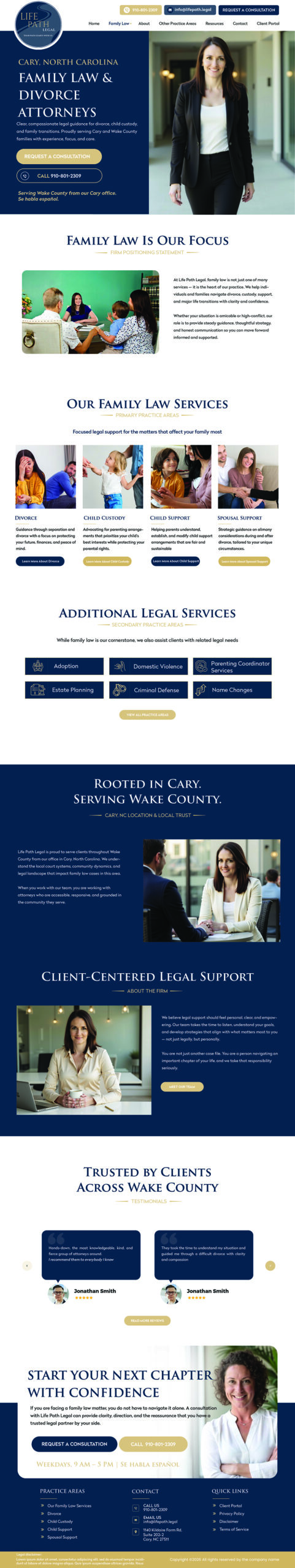Law firm website design draft in Cary, NC