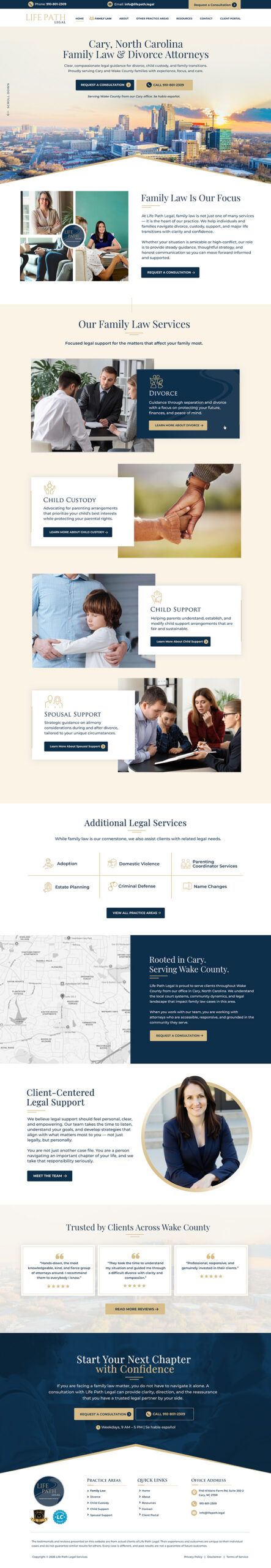 Law firm website design draft in Cary, NC